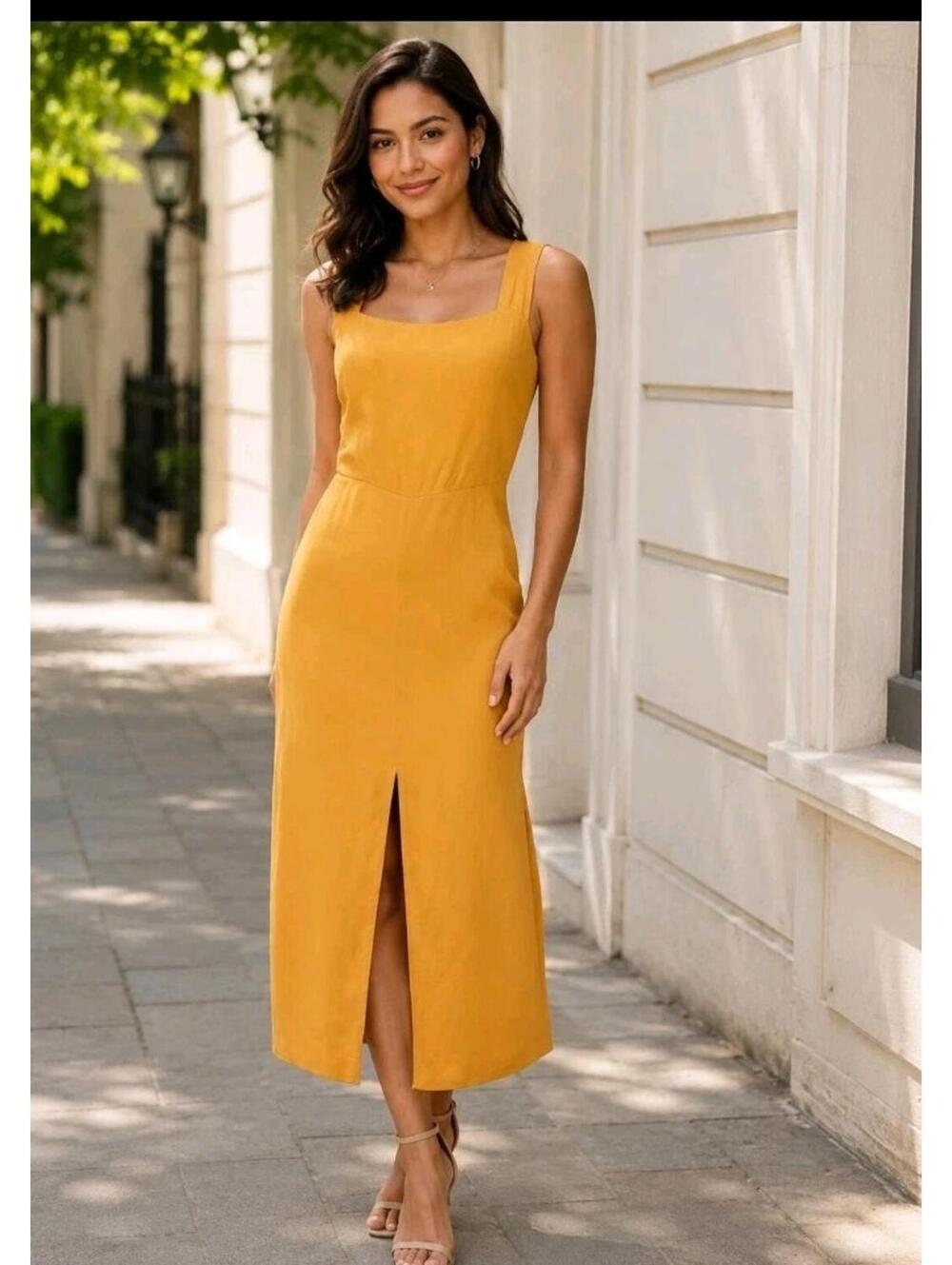 REFORMATION Graciella Size 6 Mustard Yellow sleeveless midi maxi Dress #AA